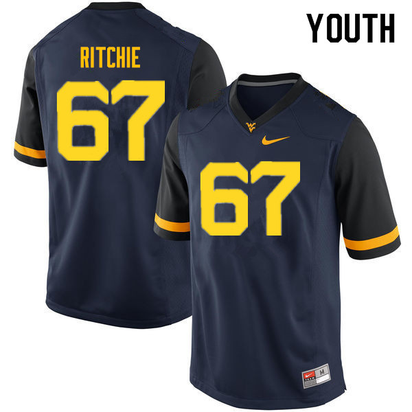 NCAA Youth Josh Ritchie West Virginia Mountaineers Navy #67 Nike Stitched Football College Authentic Jersey YB23U87UA